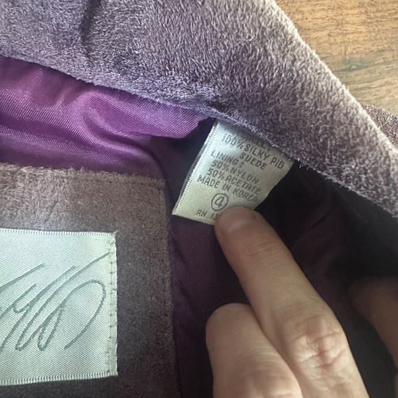 Vtg Lord & Taylor Dusty Purple Pig Suede Leather Oversized Open Blazer Jacket - Picture 9 of 10